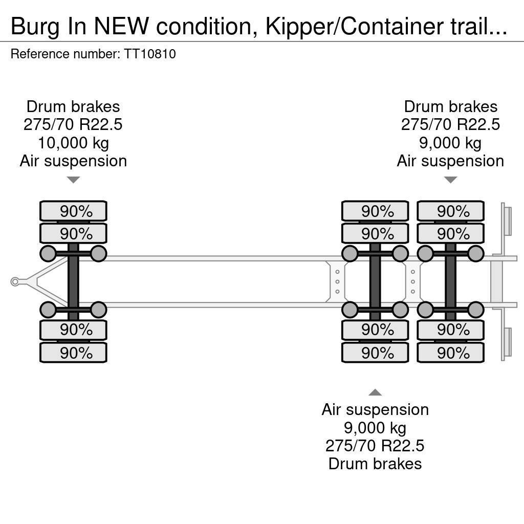 Burg In NEW condition, Kipper/Container trailer Konténer keret / Konténeremelő pótkocsik