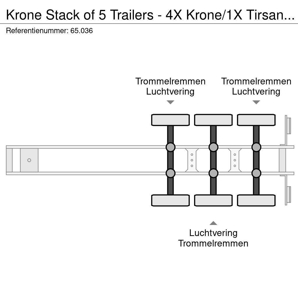 Krone Stack of 5 Trailers - 4X Krone/1X Tirsan ( STANDAR Elhúzható ponyvás félpótkocsik