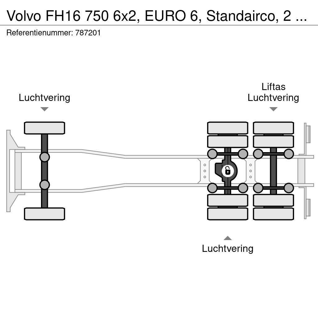 Volvo FH16 750 6x2, EURO 6, Standairco, 2 Units Fülkés alváz