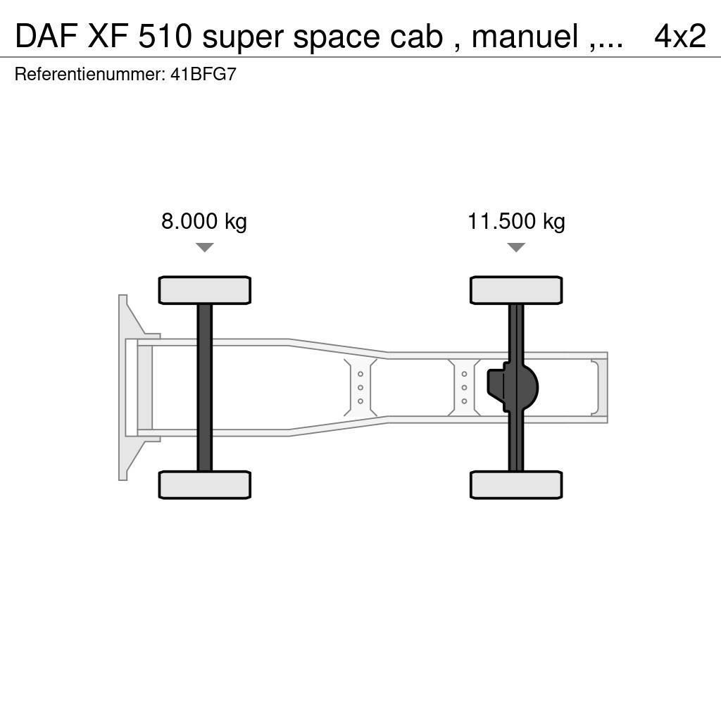 DAF XF 510 super space cab , manuel , euro 6, top cond Nyergesvontatók