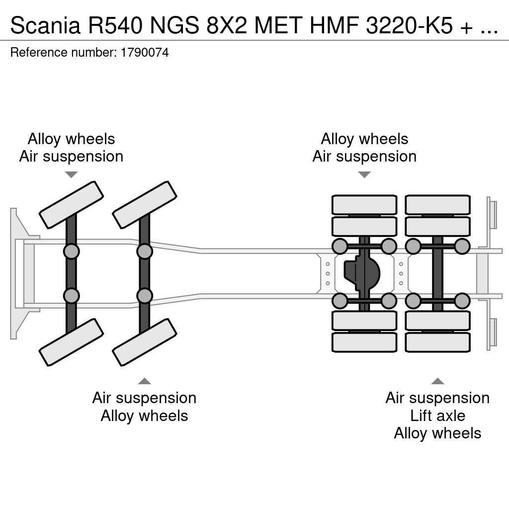 Scania R540 NGS 8X2 MET HMF 3220-K5 + JIB FJ1000-K4 KRAAN Darus teherautók
