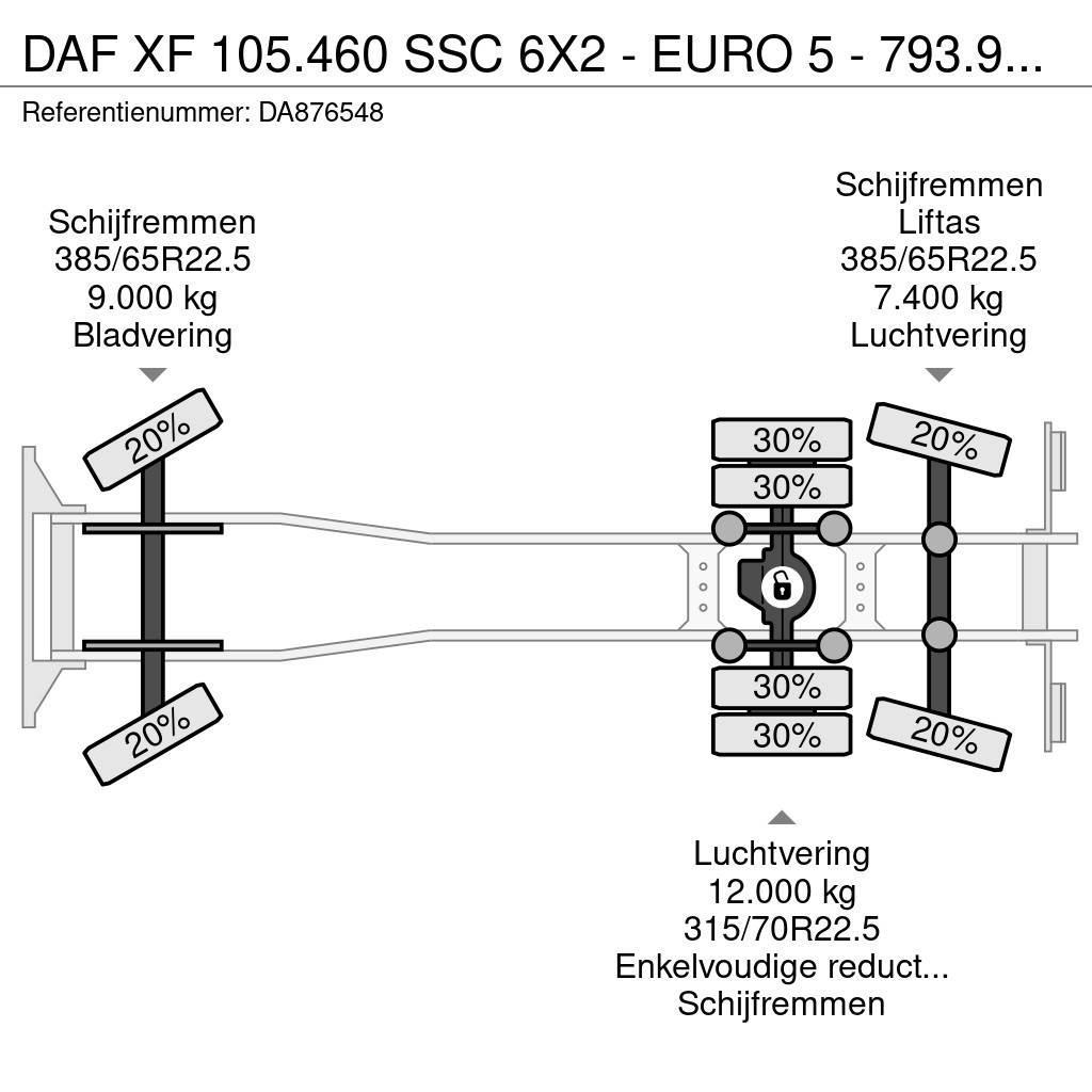 DAF XF 105.460 SSC 6X2 - EURO 5 - 793.995 KM - CHASSIS Fülkés alváz