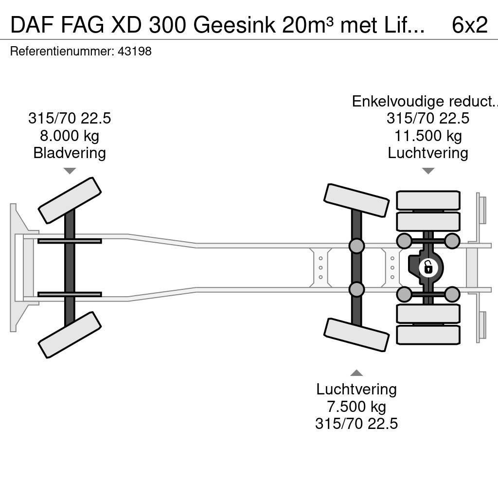 DAF FAG XD 300 Geesink 20m³ met Liftmate Instaplift Hulladék szállítók