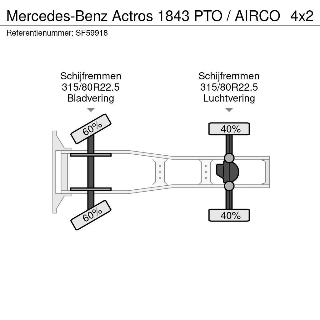 Mercedes-Benz Actros 1843 PTO / AIRCO Nyergesvontatók