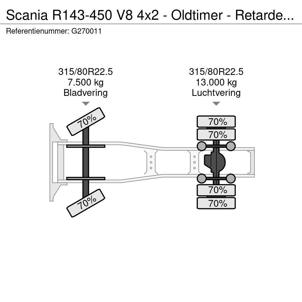 Scania R143-450 V8 4x2 - Oldtimer - Retarder - PTO/Hydrau Nyergesvontatók