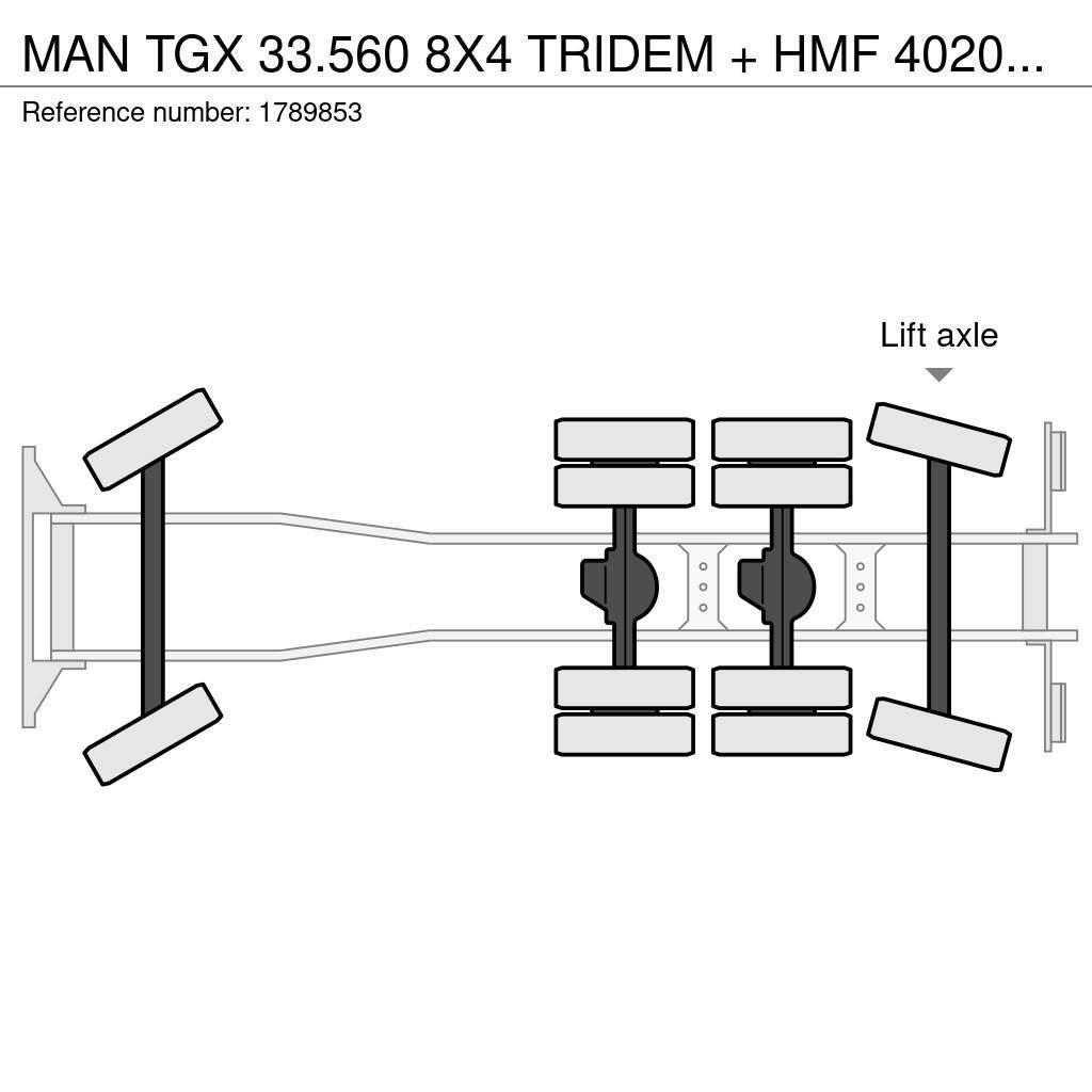 MAN TGX 33.560 8X4 TRIDEM + HMF 4020-K8 KRAAN/KRAN/CRA Darus teherautók
