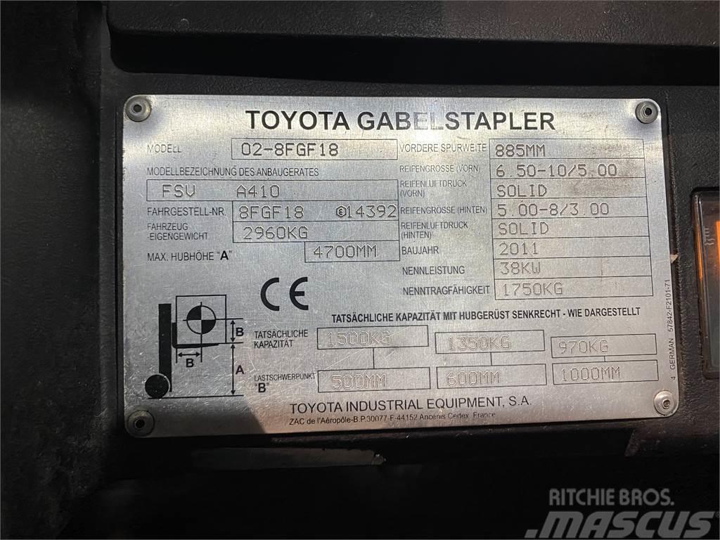 Toyota 02-8FGF18 Gázüzemű targoncák