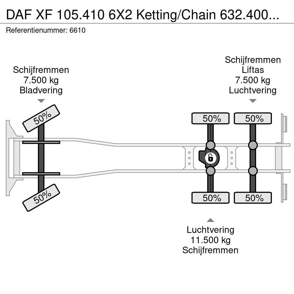 DAF XF 105.410 6X2 Ketting/Chain 632.400KM NL Truck Horgos rakodó teherautók
