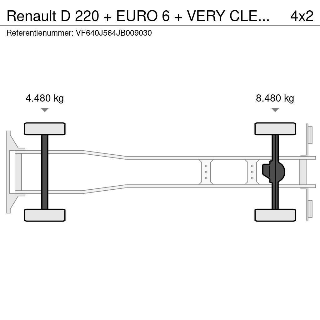 Renault D 220 + EURO 6 + VERY CLEAN + LIFT + 12t Dobozos teherautók