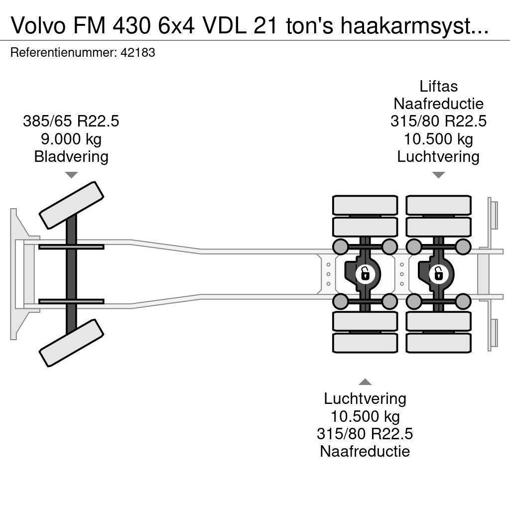 Volvo FM 430 6x4 VDL 21 ton's haakarmsysteem + Hefbare a Horgos rakodó teherautók