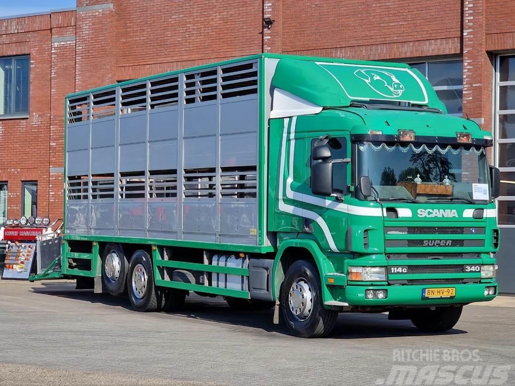 Scania P114-340 2 deck livestock - Loadlift - Moving floo Állatszállító teherautók