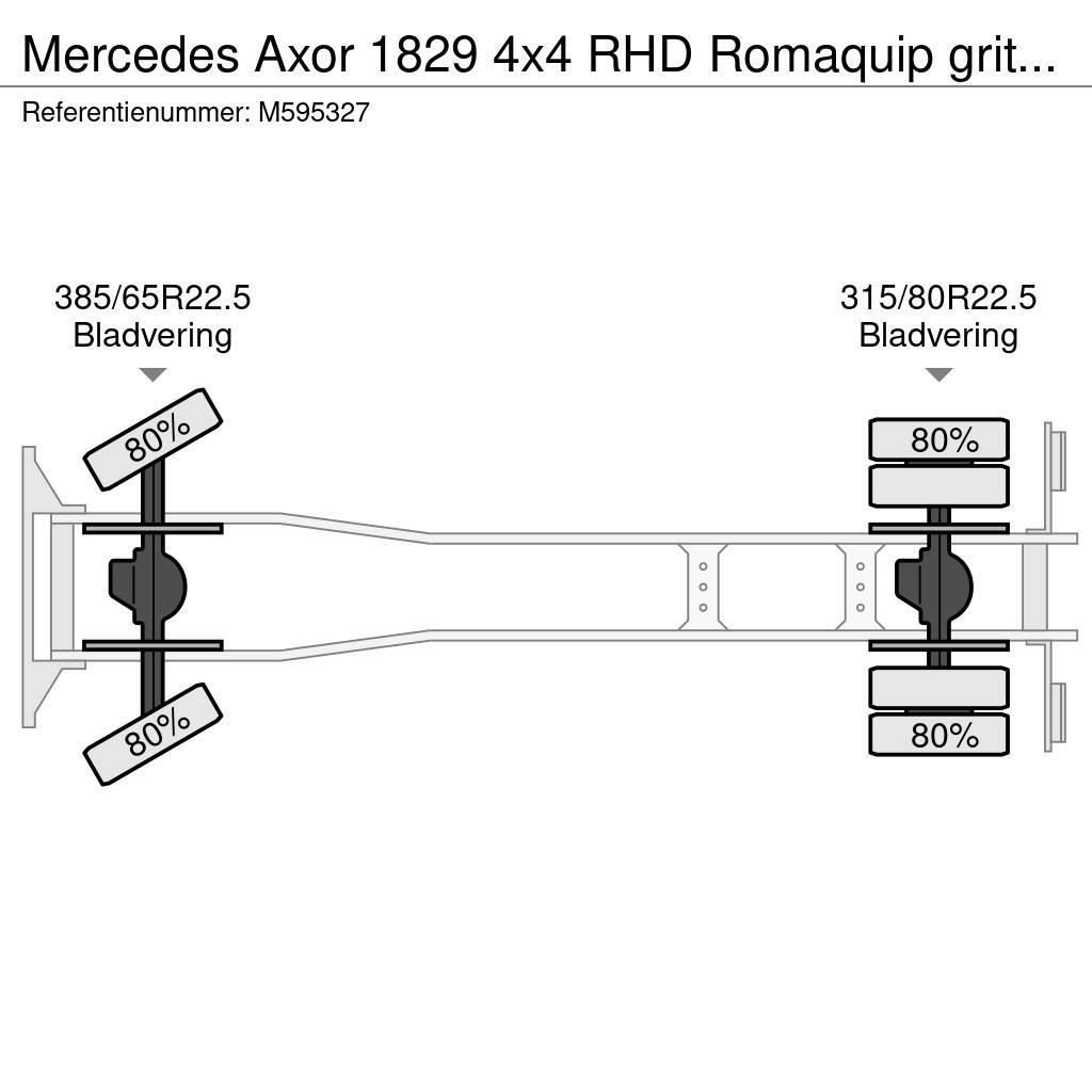 Mercedes-Benz Axor 1829 4x4 RHD Romaquip gritter / salt spreader Vákuum teherautok