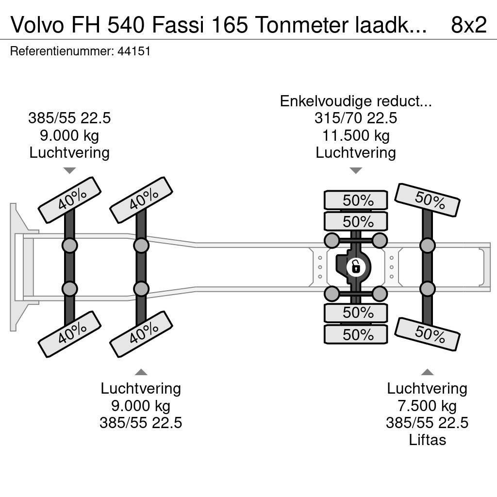 Volvo FH 540 Fassi 165 Tonmeter laadkraan + Fly-Jib Just Nyergesvontatók