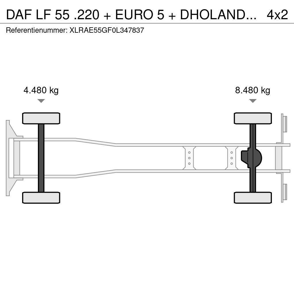 DAF LF 55 .220 + EURO 5 + DHOLANDIA LIFT 12T Fülkés alváz