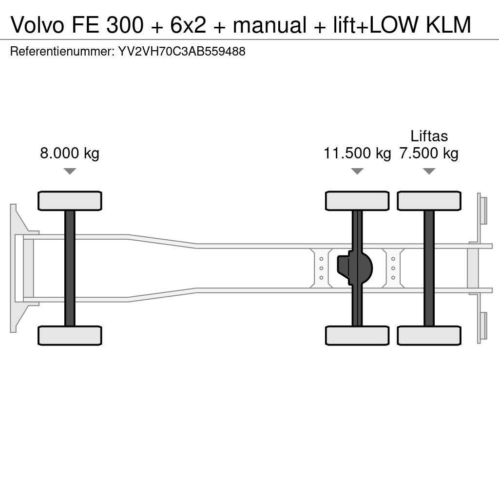 Volvo FE 300 + 6x2 + manual + lift+LOW KLM Dobozos teherautók