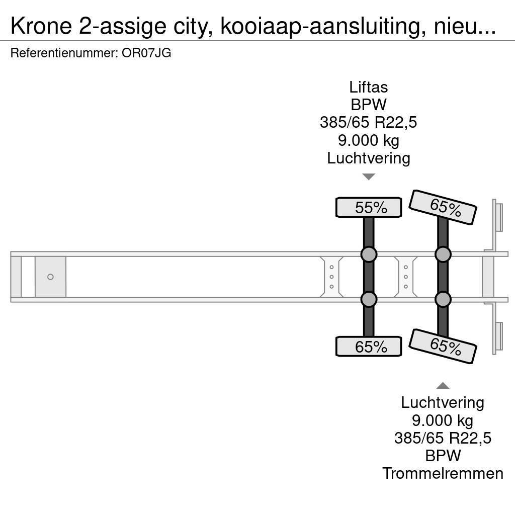Krone 2-assige city, kooiaap-aansluiting, nieuwe zeilen, Elhúzható ponyvás félpótkocsik