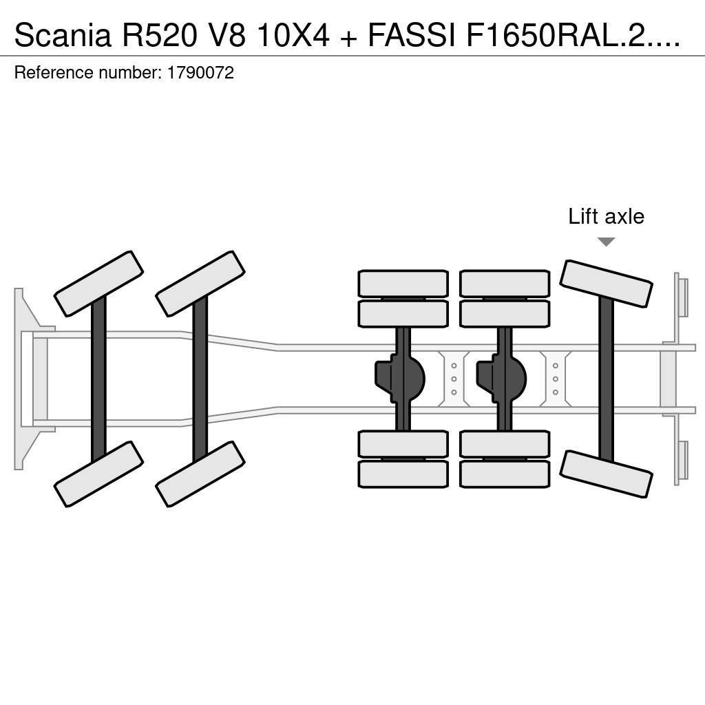 Scania R520 V8 10X4 + FASSI F1650RAL.2.28 + JIB L616L KRA Crane trucks