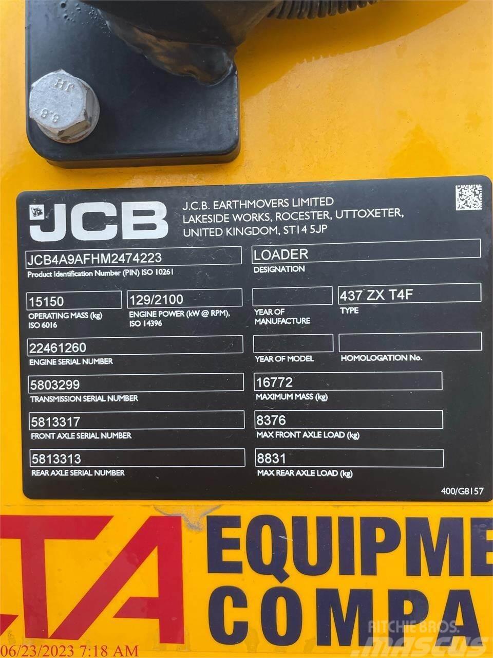 JCB 437ZX Gumikerekes homlokrakodók