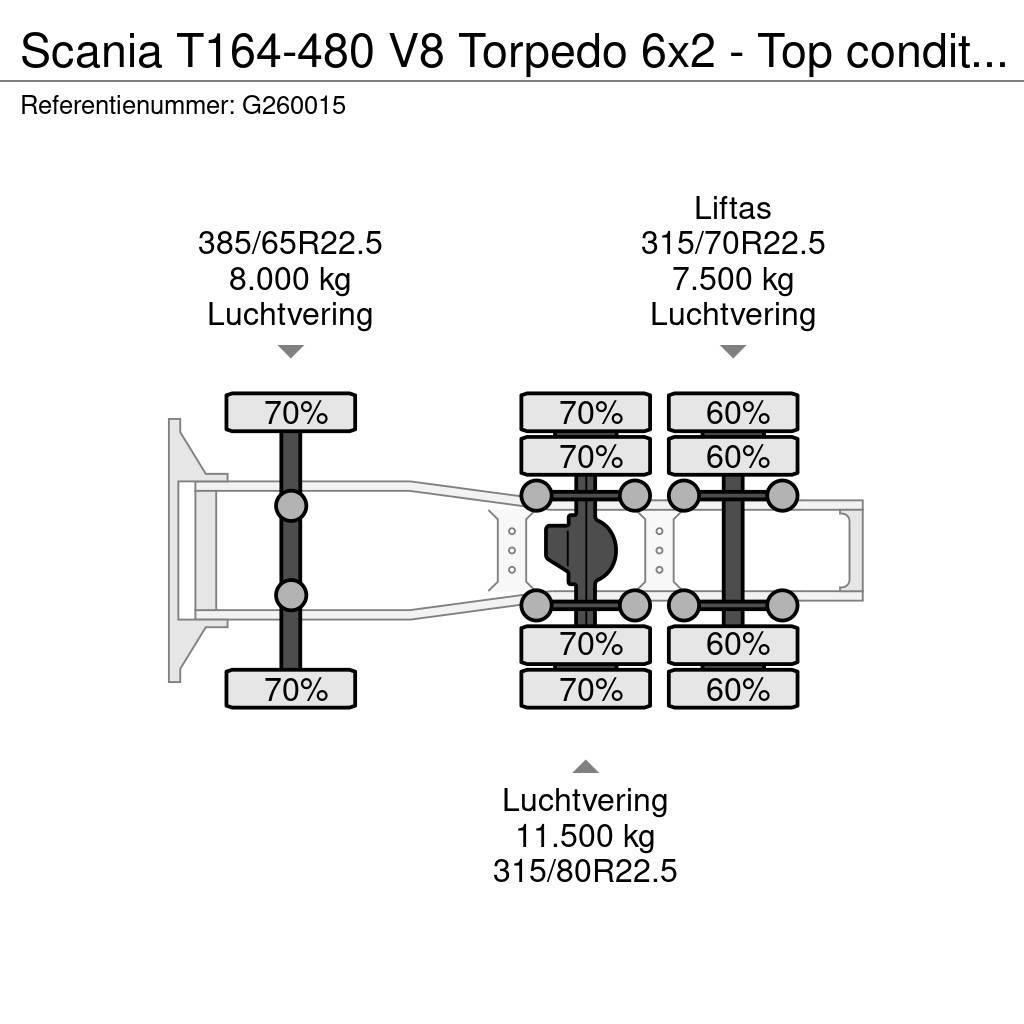 Scania T164-480 V8 Torpedo 6x2 - Top condition - Full spe Nyergesvontatók