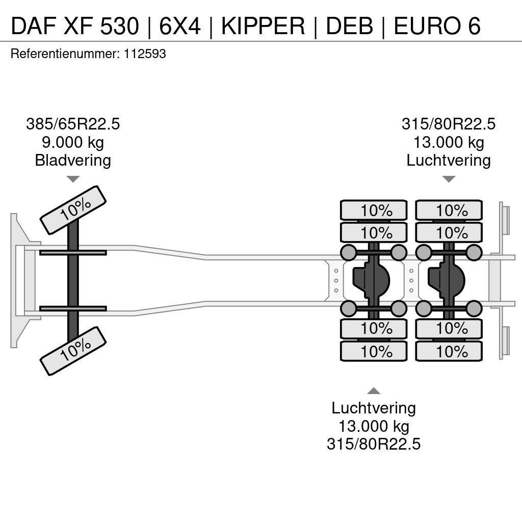 DAF XF 530 | 6X4 | KIPPER | DEB | EURO 6 Billenő teherautók