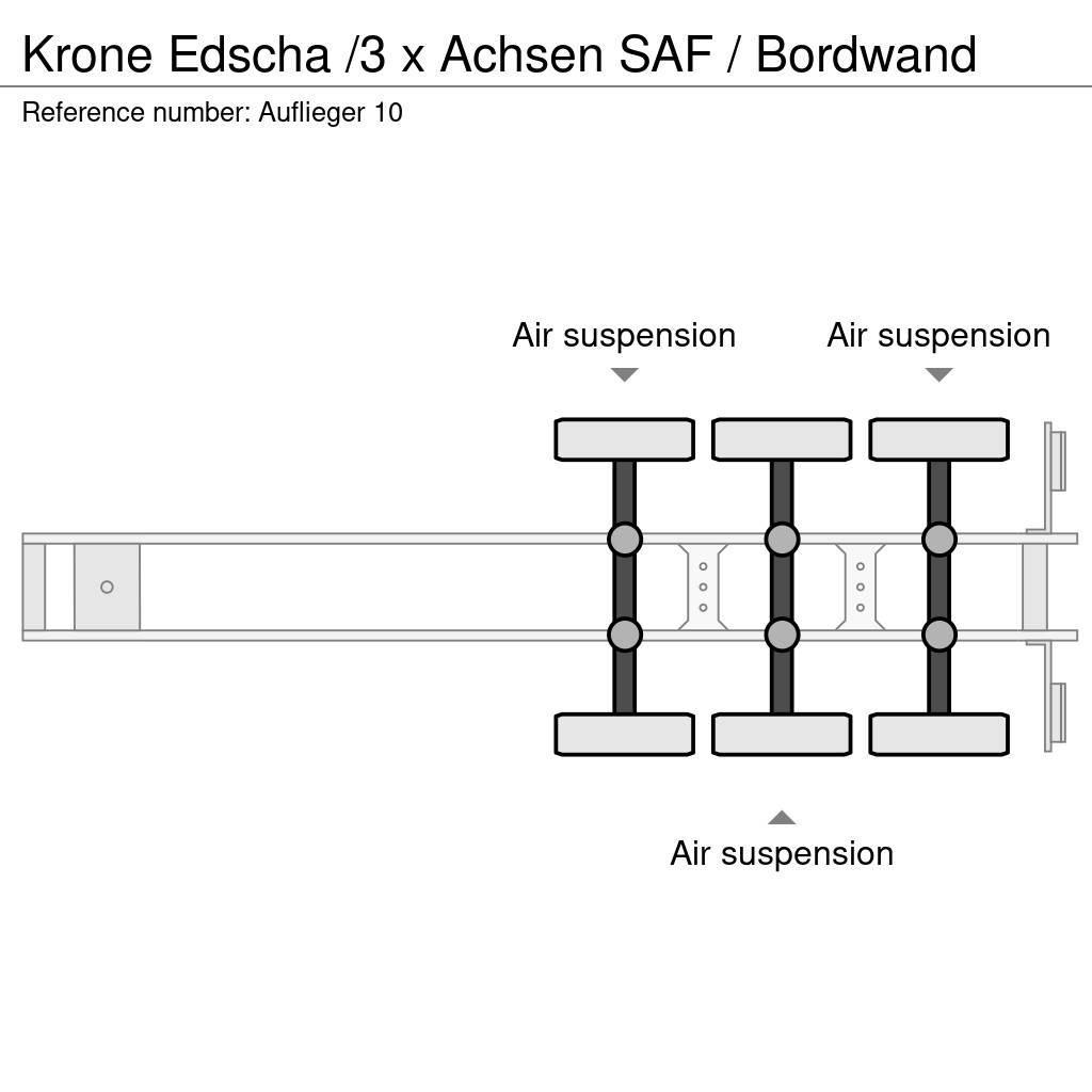 Krone Edscha /3 x Achsen SAF / Bordwand Elhúzható ponyvás félpótkocsik
