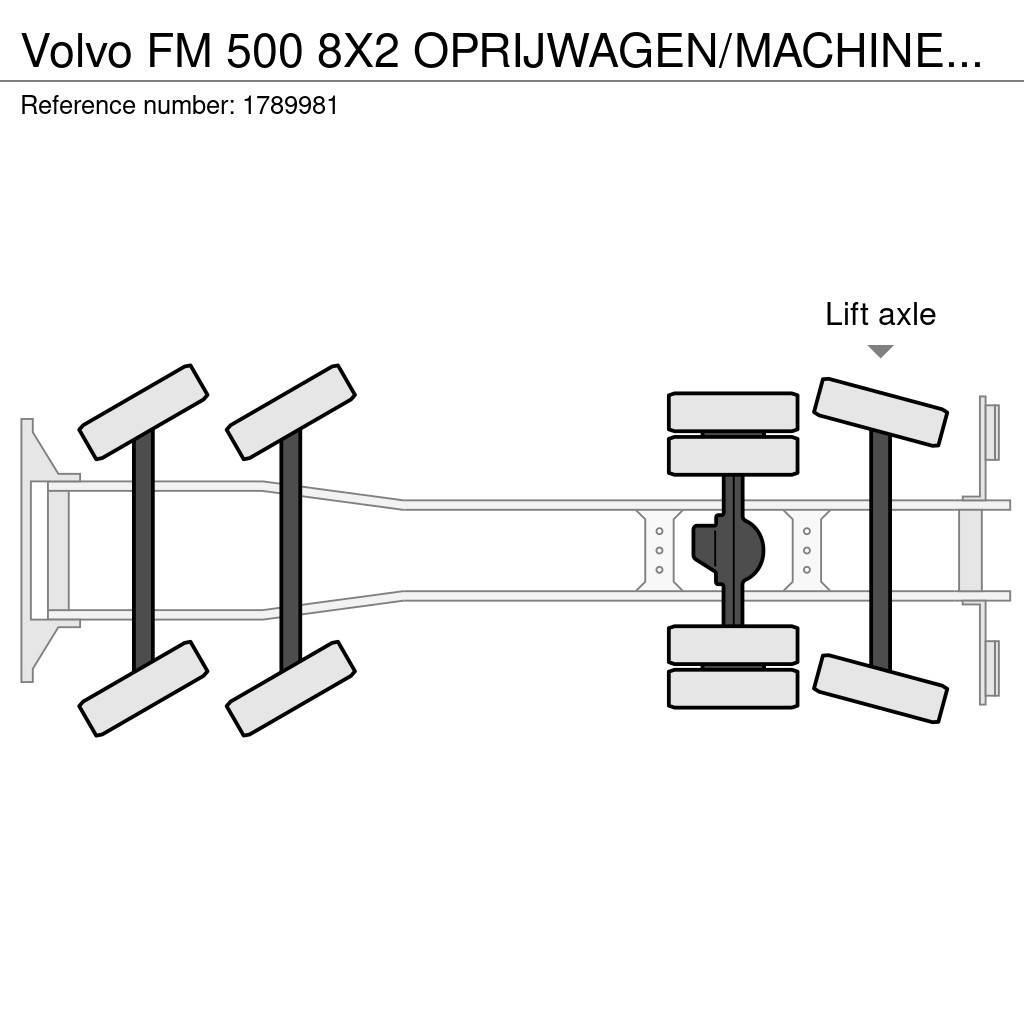 Volvo FM 500 8X2 OPRIJWAGEN/MACHINE TRANSPORTER + HIAB 3 Darus teherautók