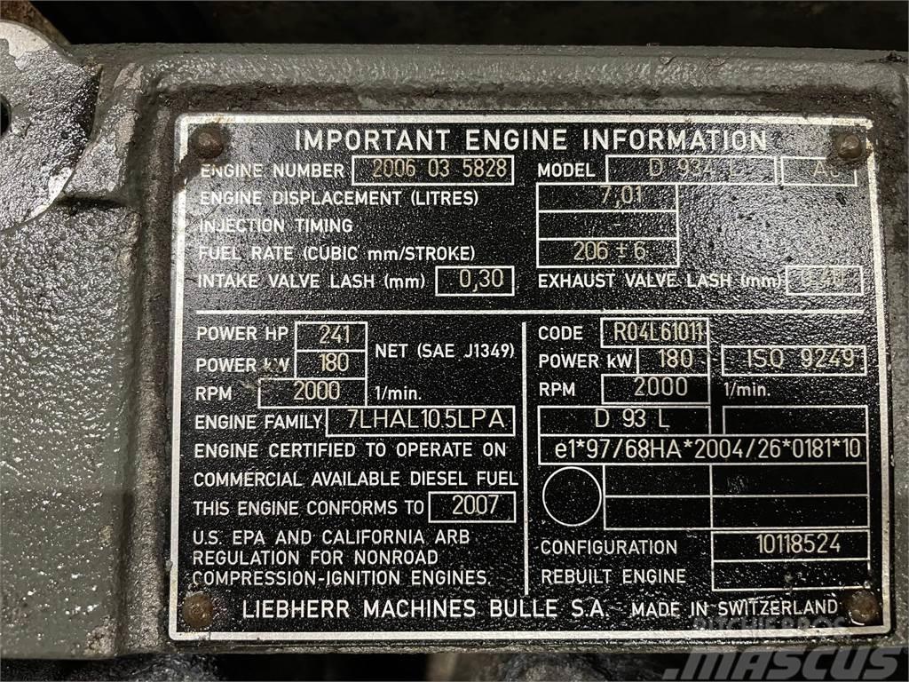 Liebherr D934L A6 motor ex. Liebherr HS835HD kran Motorok