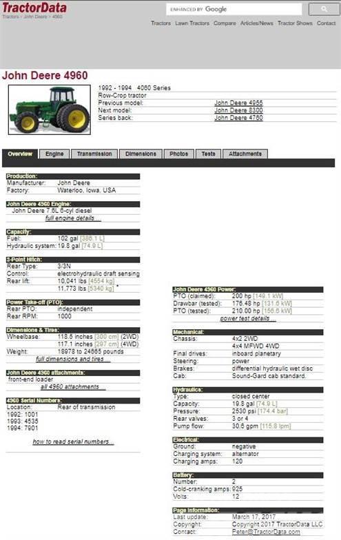 John Deere 4960 Traktorok
