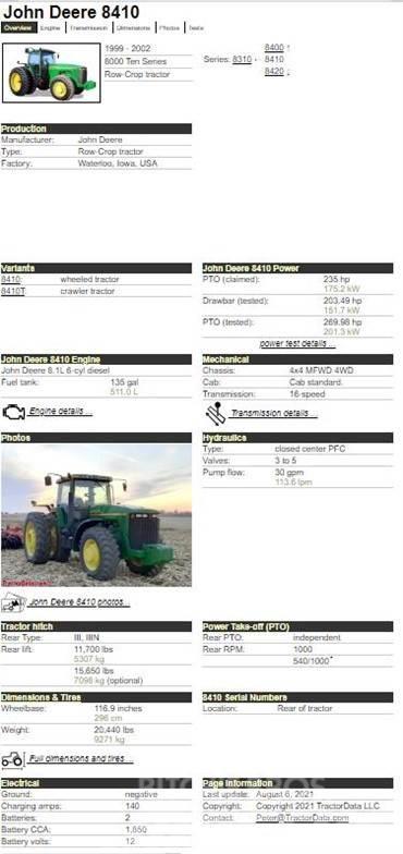 John Deere 8410 Traktorok