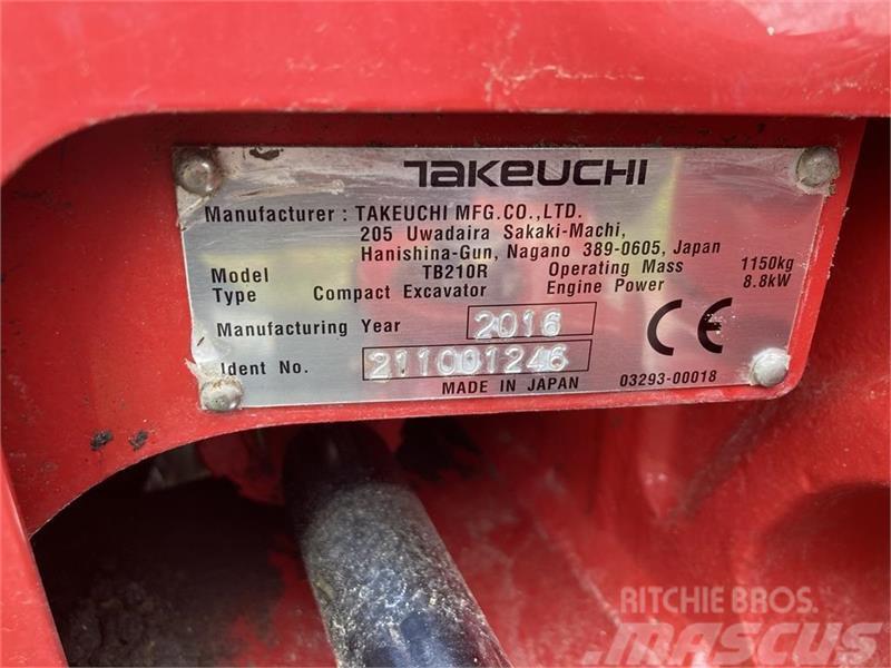 Takeuchi TB210R RF tilt fæste S30-150 og 3 skovle Mini kotrók < 7t