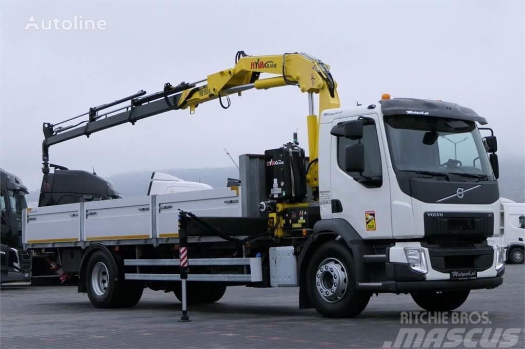 Volvo FE 280 Flatbed + crane HYVA HB 150 Flatbed / Dropside trucks