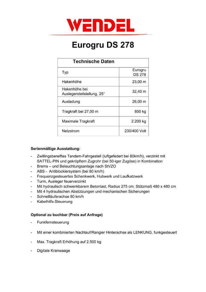 Eurogru DS 278 - Schnellbaukran Önszerelő toronydaruk