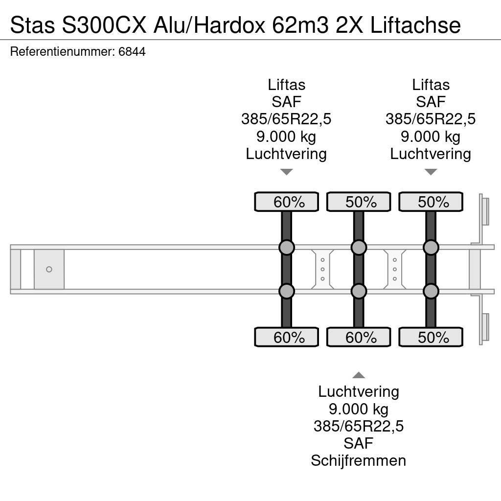 Stas S300CX Alu/Hardox 62m3 2X Liftachse Billenő félpótkocsik