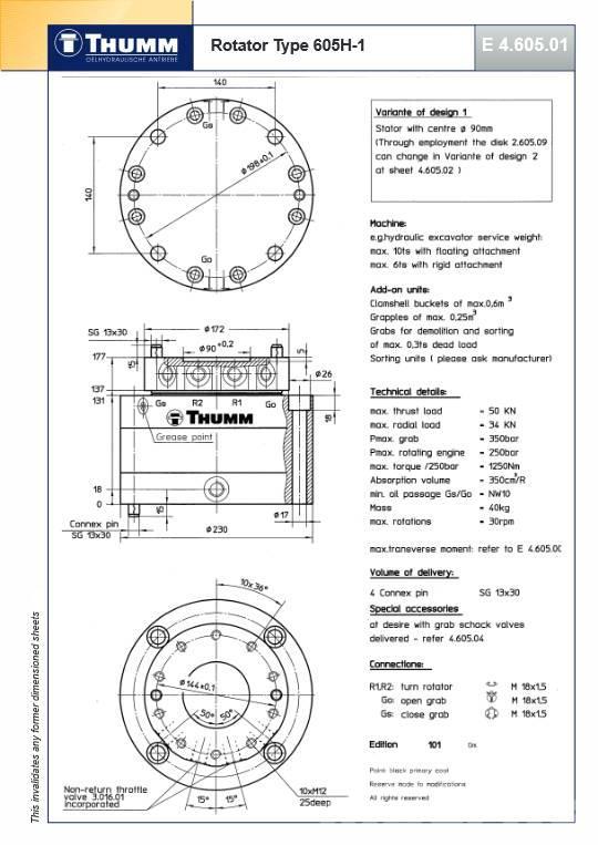 Thumm 605 H-1 Hydraulic rotator 5 Ton Forgatók-Építőipar