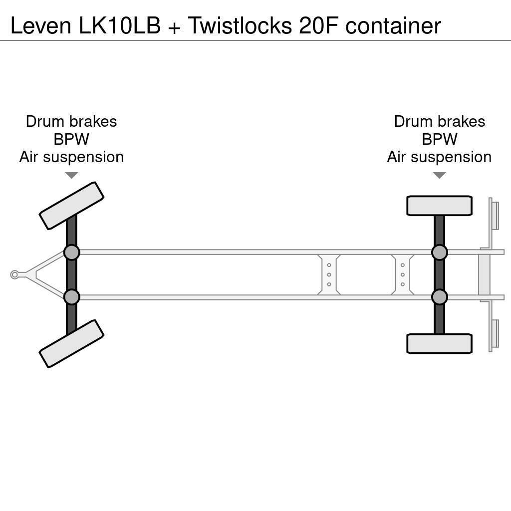  Leven LK10LB + Twistlocks 20F container Platós / Ponyvás pótkocsik