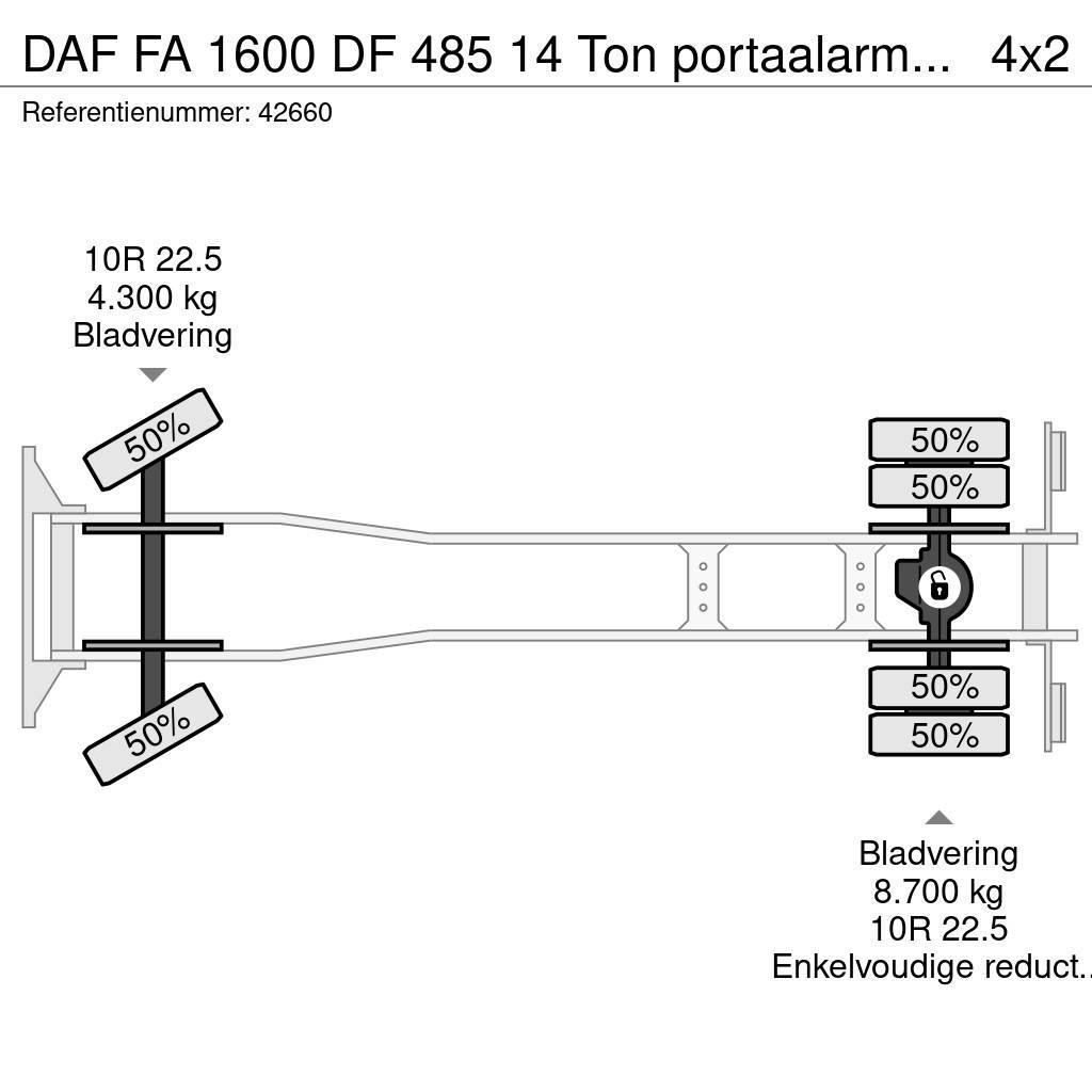 DAF FA 1600 DF 485 14 Ton portaalarmsysteem Oldtimer Hidraulikus konténerszállító