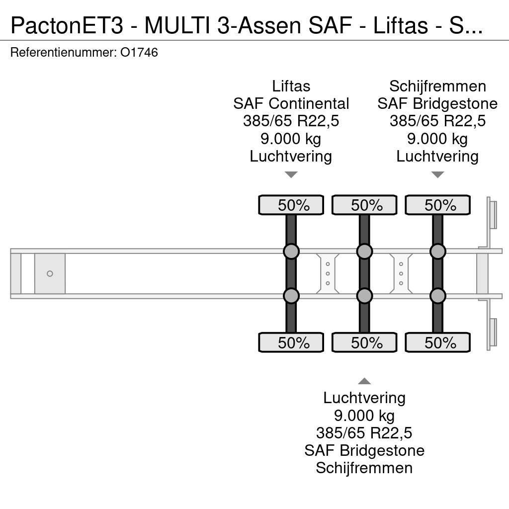 Pacton ET3 - MULTI 3-Assen SAF - Liftas - Schijfremmen - Konténerkeret / Konténeremelő félpótkocsik