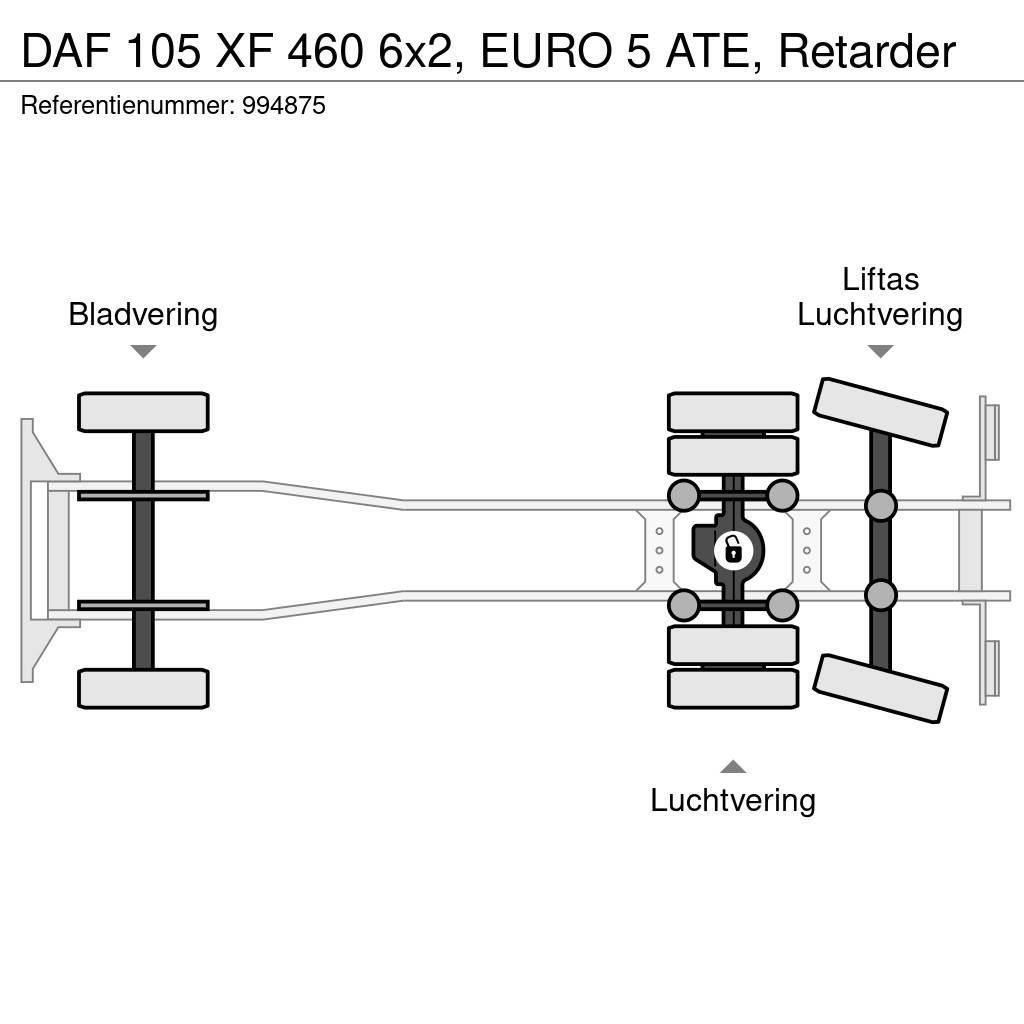 DAF 105 XF 460 6x2, EURO 5 ATE, Retarder Fülkés alváz