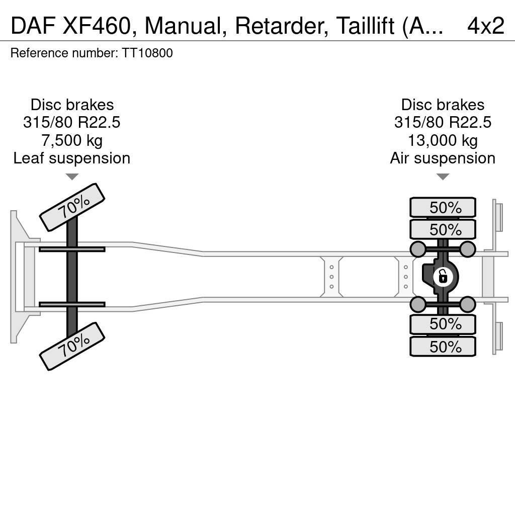 DAF XF460, Manual, Retarder, Taillift (Auffahrrampe, R Platós / Ponyvás teherautók