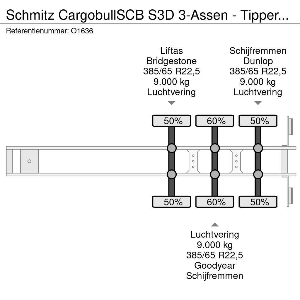 Schmitz Cargobull SCB S3D 3-Assen - Tipper 46m³ - Steel/Steel - Lift Billenő félpótkocsik