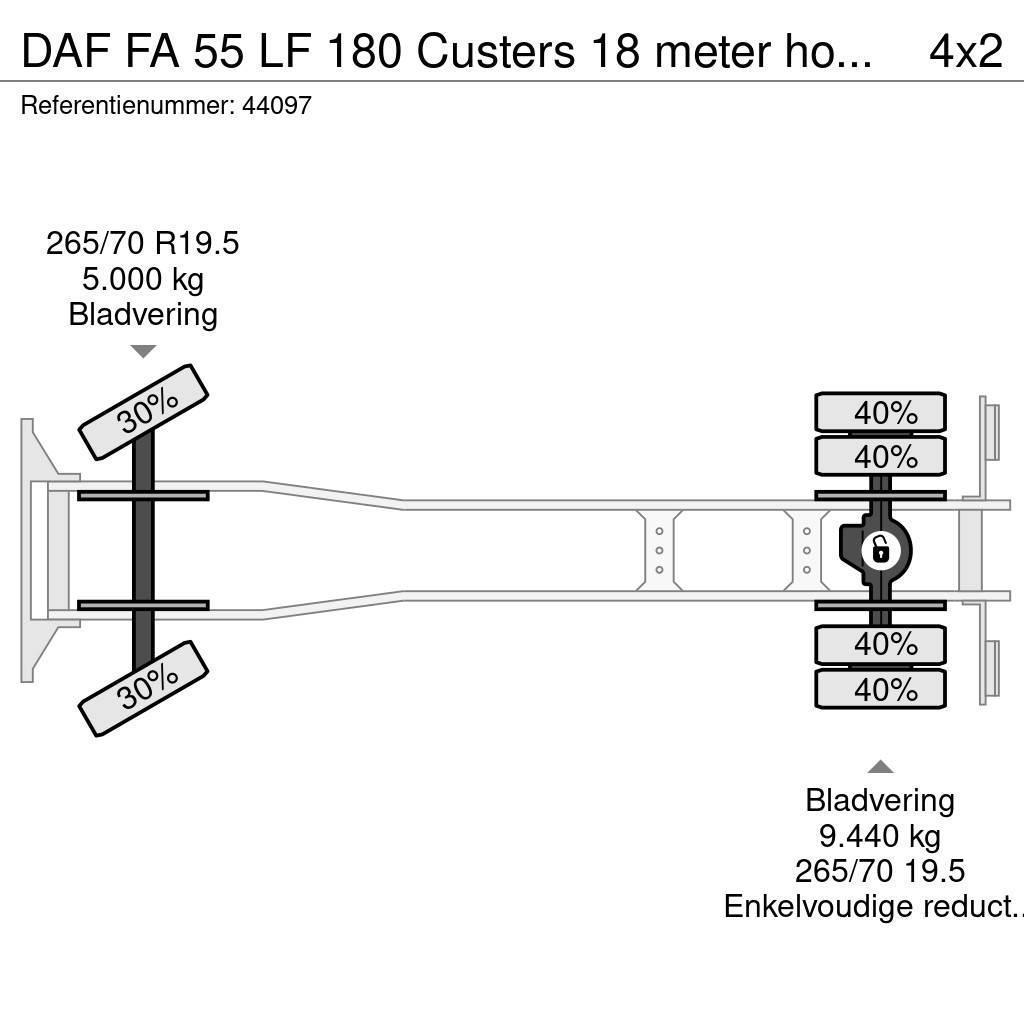 DAF FA 55 LF 180 Custers 18 meter hoogwerker Teherautóra szerelt emelők és állványok