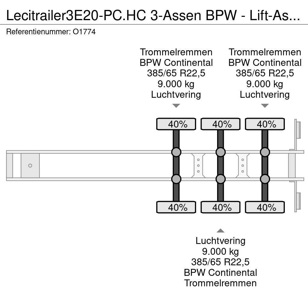 Lecitrailer 3E20-PC.HC 3-Assen BPW - Lift-As - 4800kg - 1x 20F Konténerkeret / Konténeremelő félpótkocsik