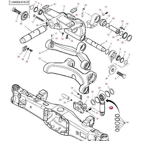 Massey Ferguson 8727 Front axle shock absorber cylinder 7700160101 Alváz és felfüggesztés