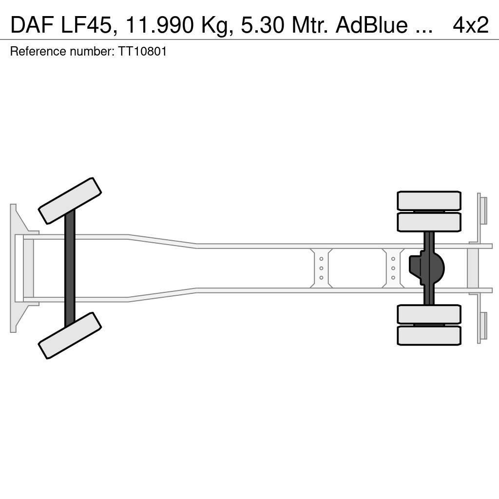 DAF LF45, 11.990 Kg, 5.30 Mtr. AdBlue Platós / Ponyvás teherautók