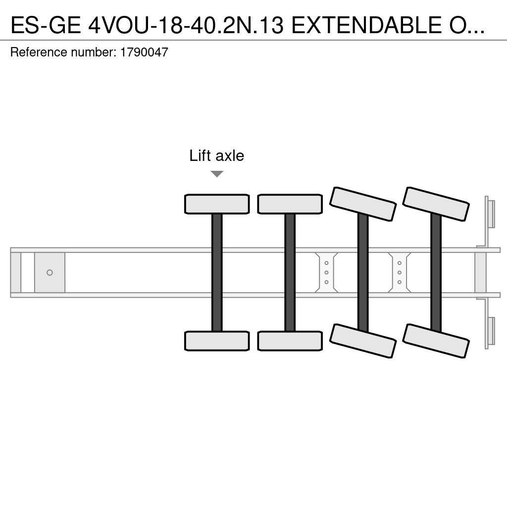 Es-ge 4VOU-18-40.2N.13 EXTENDABLE OPLEGGER/TRAILER/AUFLI Platós / Ponyvás félpótkocsik