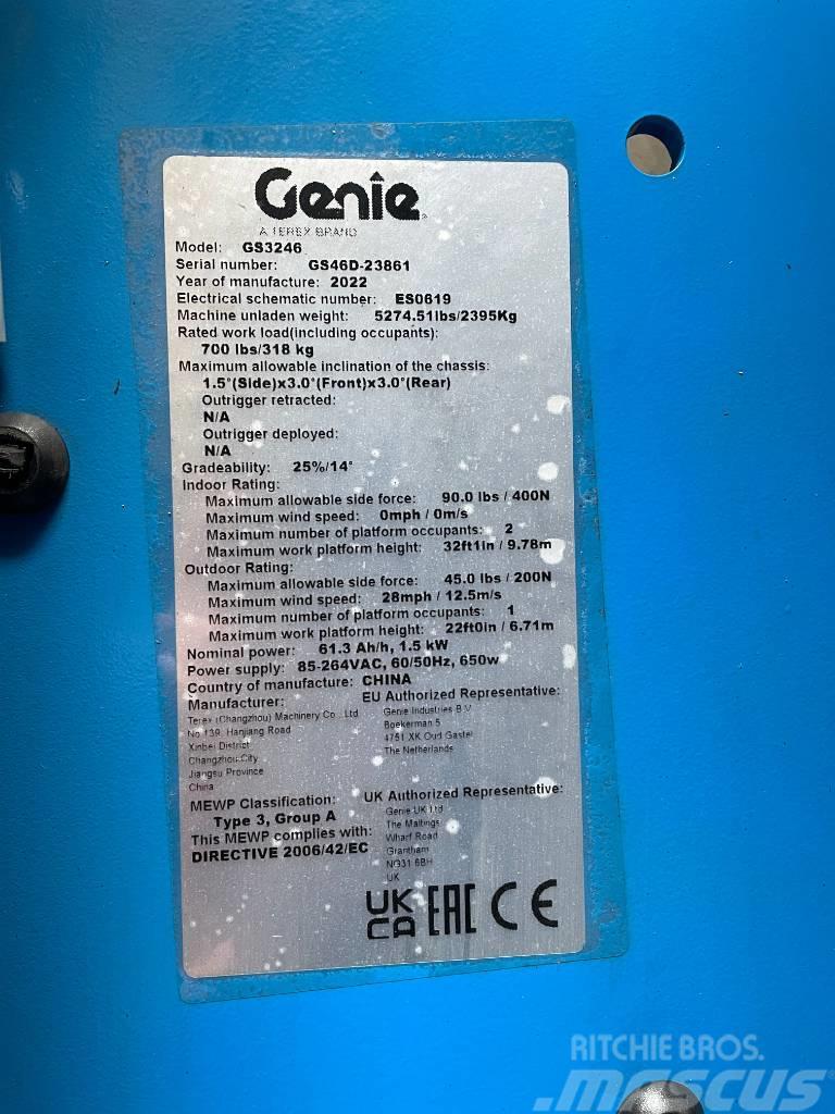 Genie GS 3246 E-DRIVE, ELECTRIC, 12M, NEW, WARRANTY Ollós emelők