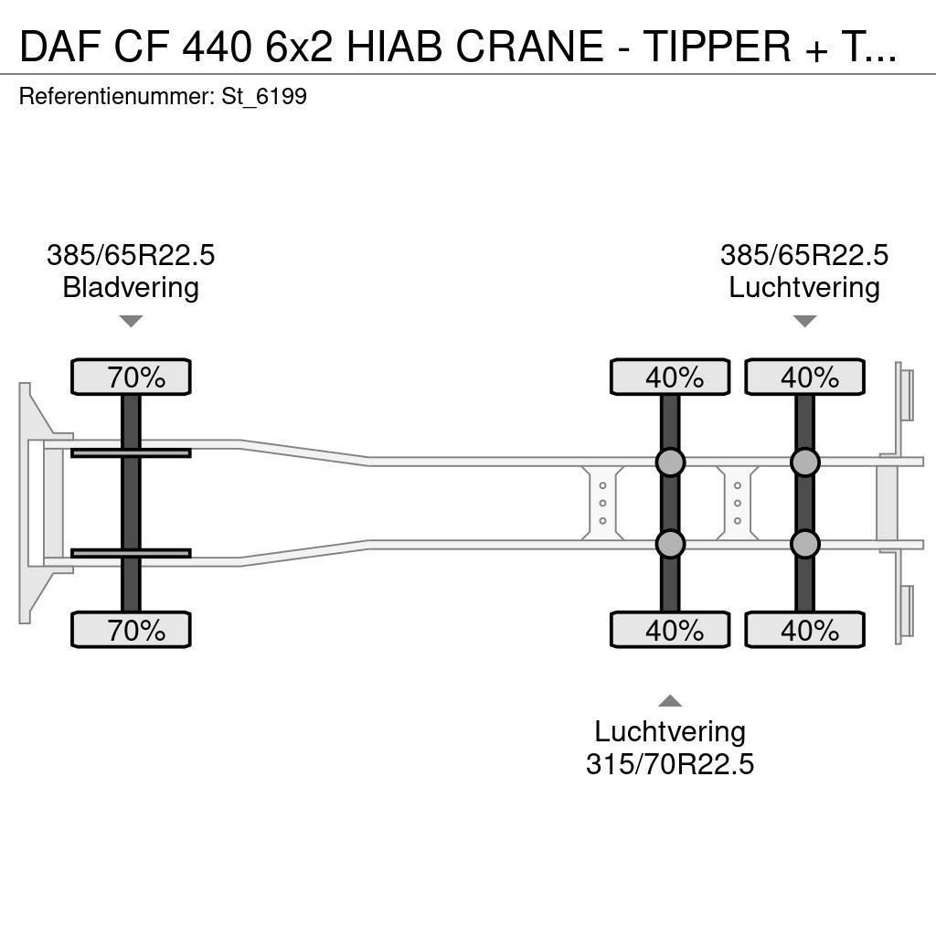 DAF CF 440 6x2 HIAB CRANE - TIPPER + TIPPER TRAILER Darus teherautók