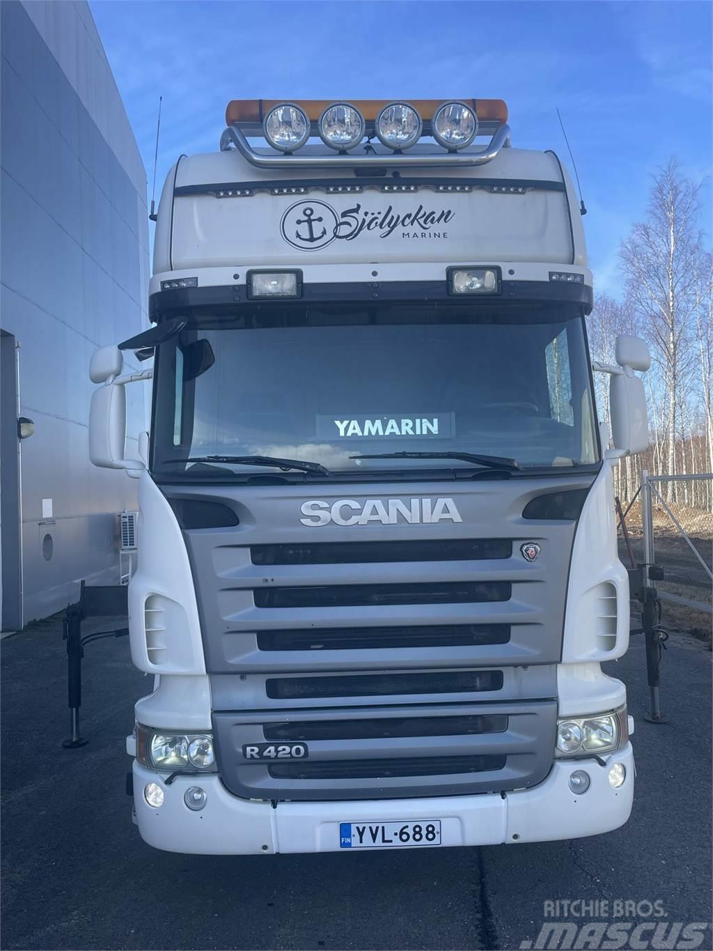 Scania R 420 4x2-3700 Topline + PM 12.5 S nosturi radioll Darus teherautók