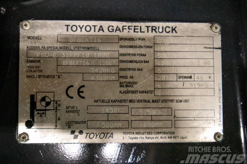Toyota 8FBEKT16, välutrustad motviktstruck m nytt batteri Elektromos targoncák