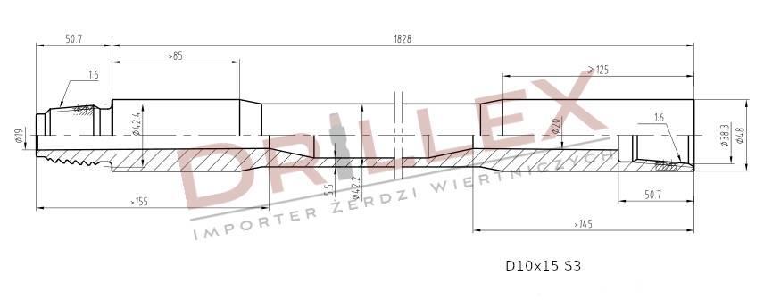 Vermeer D7x11, D9x13, D10x15 S3  Drill pipes, Żerdzie Vízszintes fúróberendezések